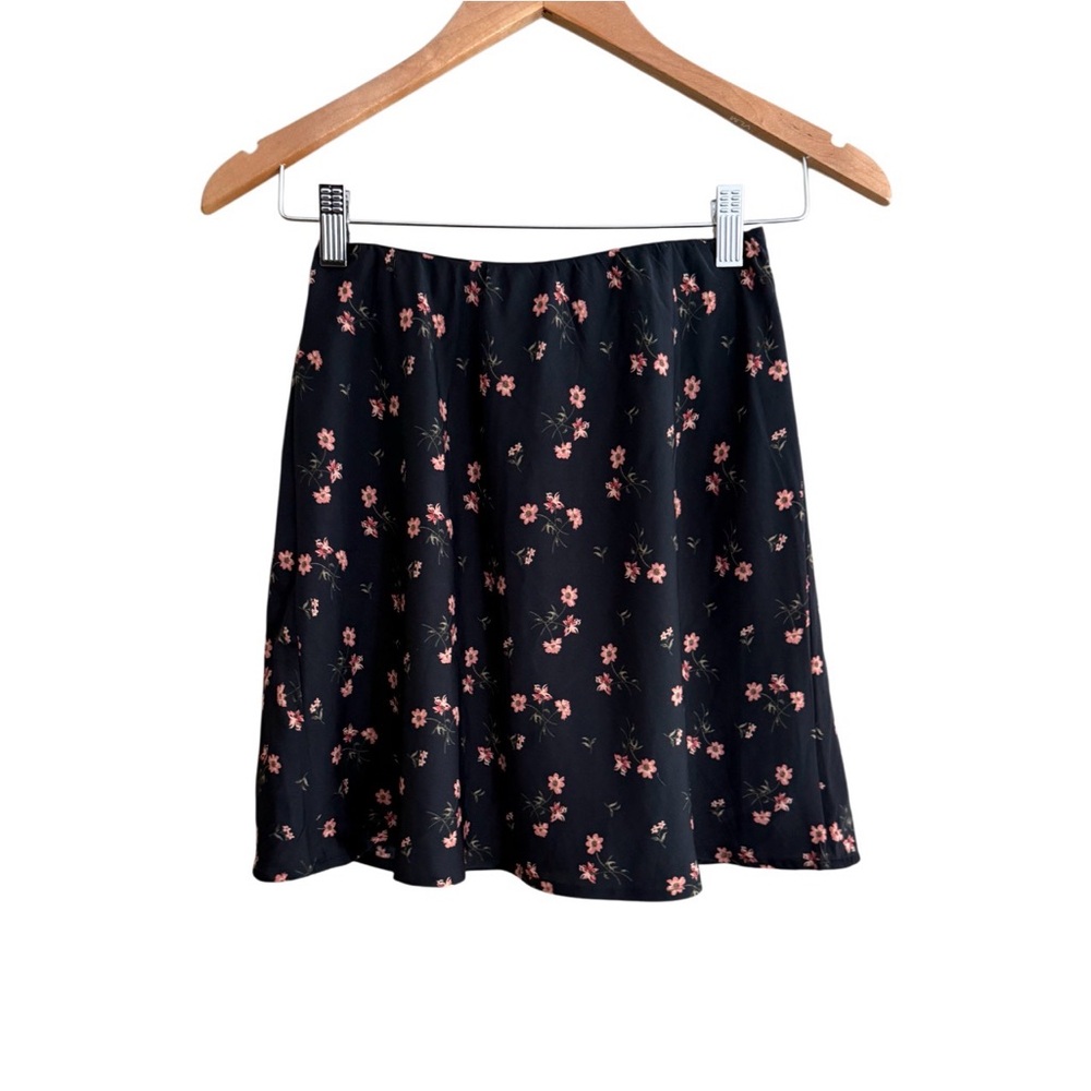Hollister Black Skater Skirt with Pink Floral Print